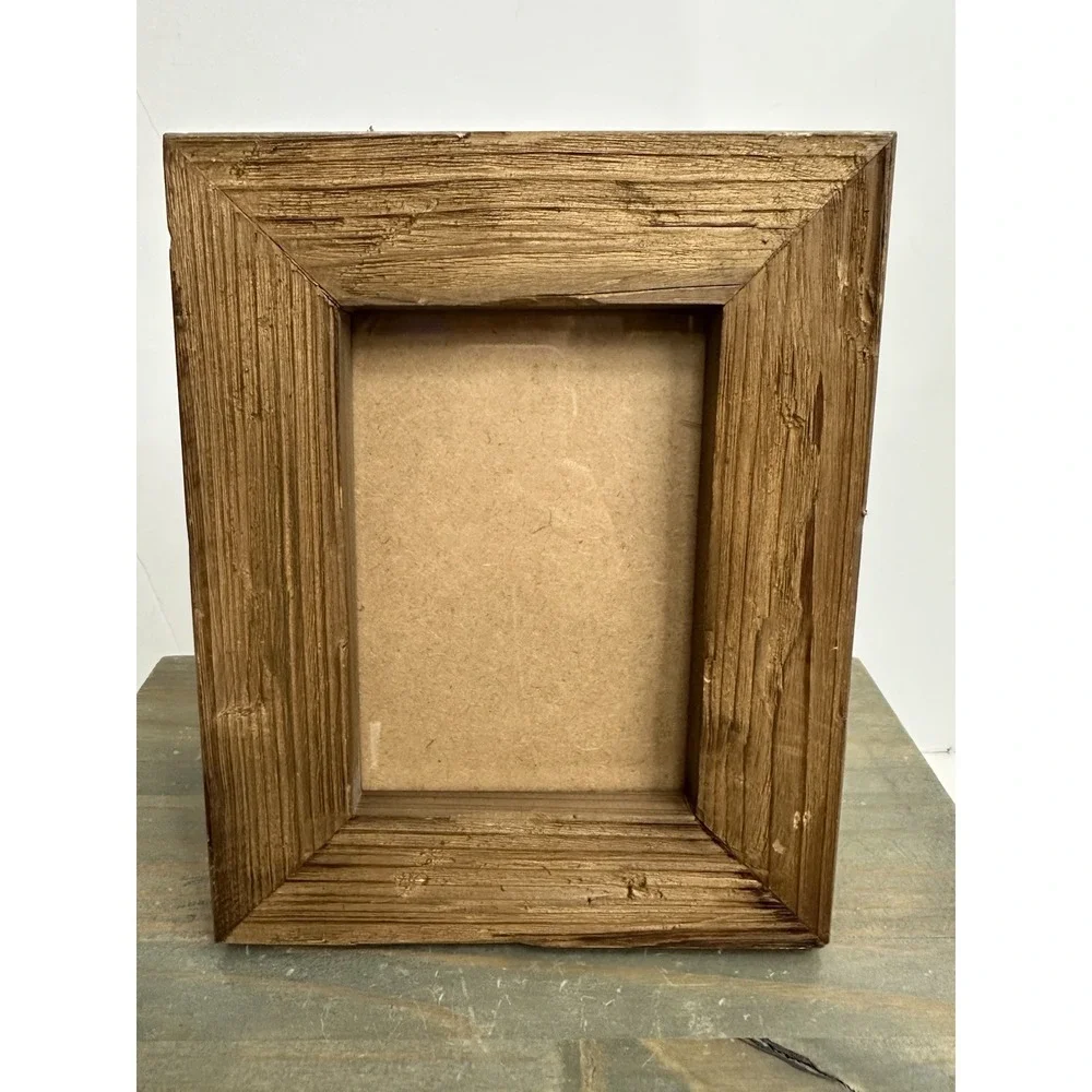Vintage Handmade Rustic Wood Reclaimed Wooden Picture Frame Brown Mantle 5x7 Pic